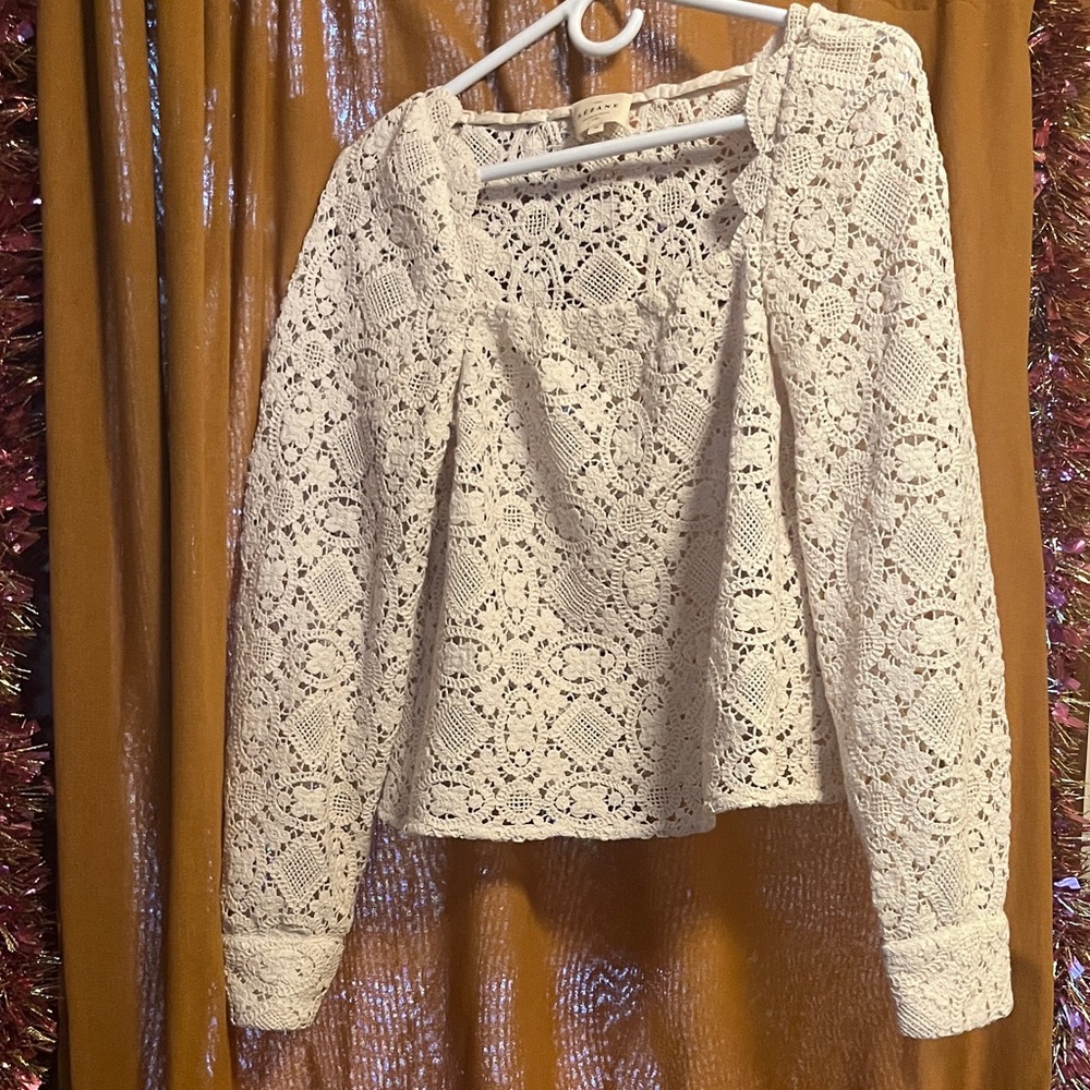 Sézane Floral Crochet Blouse